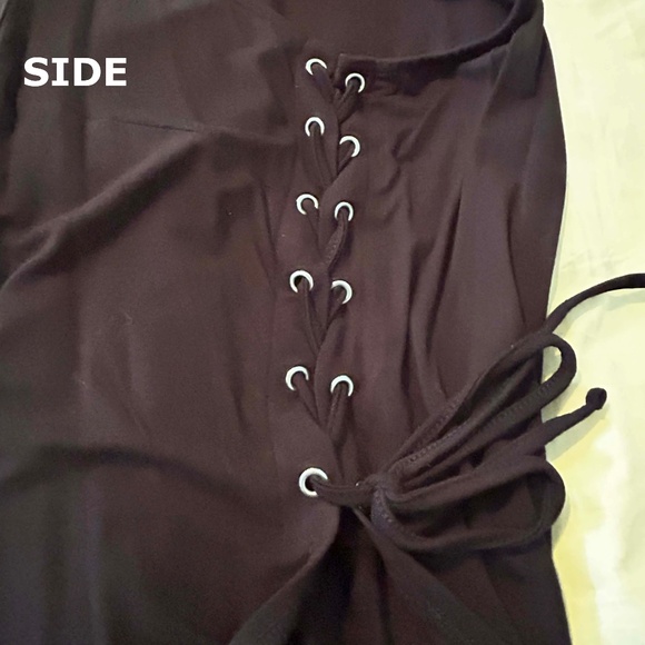 NEW PHOTOS! LACE UP KNIT TUNIC, BLACK, SIZE 4X, SIDE LACES & GROMMETS, SOLID - Picture 7 of 14